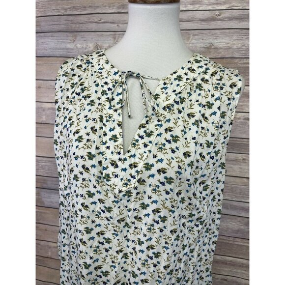 Old Navy Large Floral Peasant Style Top Cottage Core Sleeveless Blouse Boho - Picture 2 of 10